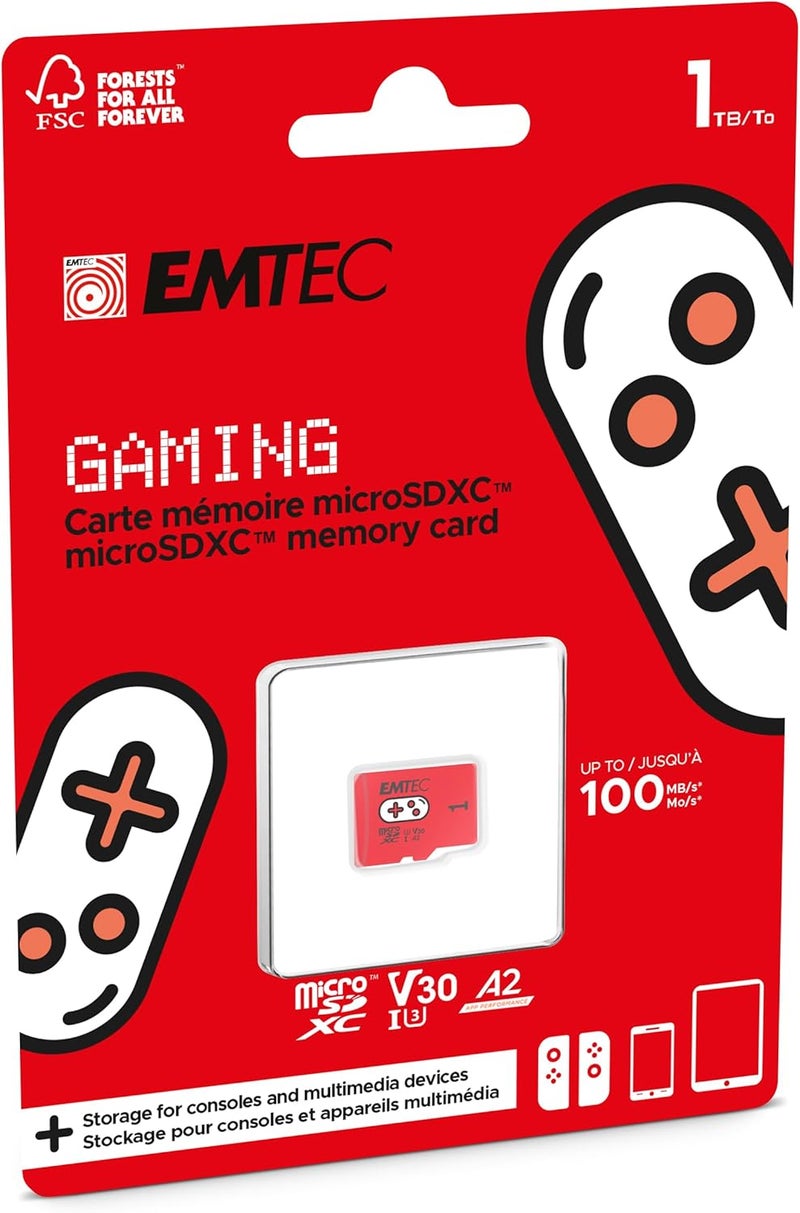 EMTEC 1TB Gaming Micro SD Card, MicroSDXC Memory Card for Nintendo-Switch, Wyze, GoPro, Dash Cam, Security Camera, 4K Video Recording, UHS-I A1 U3 V30 C10, up to 100MB/s (1 TB) - Image 2